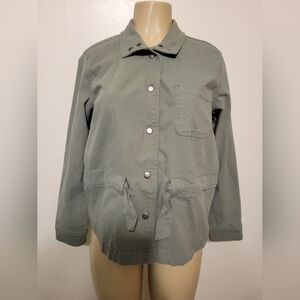 LC Lauren Conrad Military Utility Jacket Green Large Camo Hunting Farm